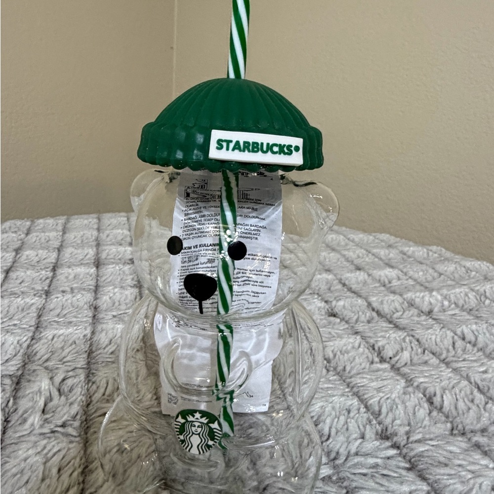 Starbucks Clear Bear Tumbler with Green Lid - Picture 2 of 4